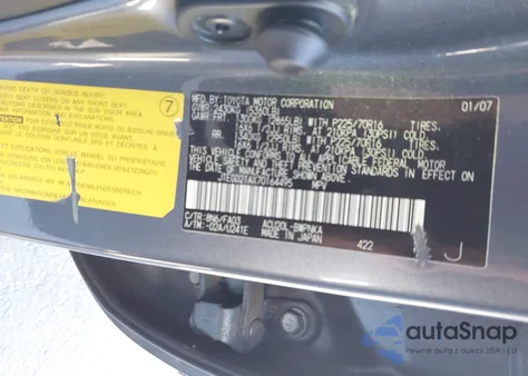 2007 Toyota Highlander z USA, uszkodzony, nr VIN JTEGD21AX70164495